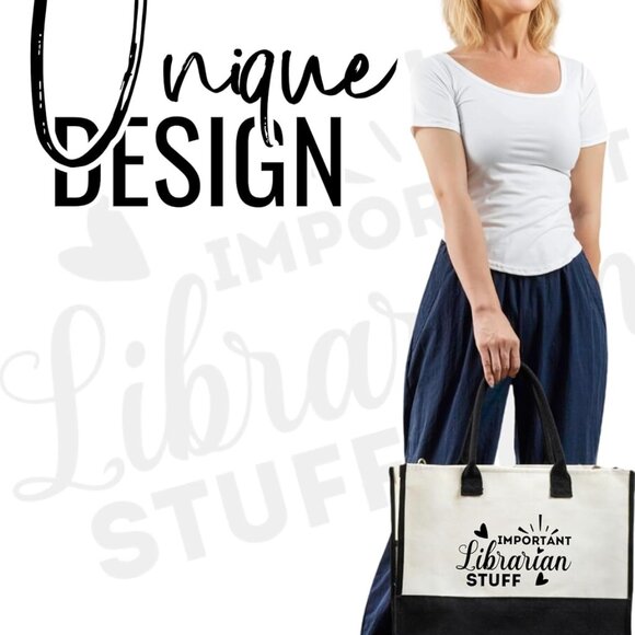 Women Canvas Tote Bag Gift Set with Zipper Pouch Ribbons Multi-Purpose - Picture 2 of 8